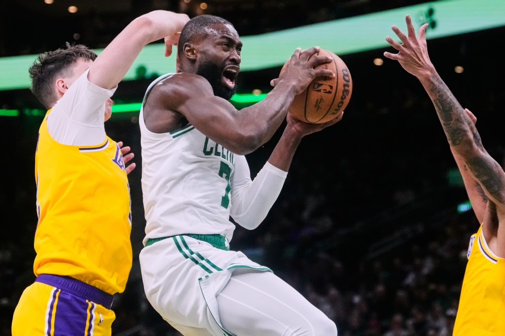 Jaylen Brown, Celtics blow out Lakers while LeBron James, Luka Doncic sit