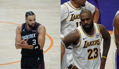 Dillon Brooks and LeBron James continually jawed at one another during Sunday's game at Mortgage Ma...