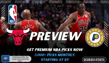 Chicago Bulls and Indiana Pacers featured in NBA preview graphic ahead of their upcoming matchup.
