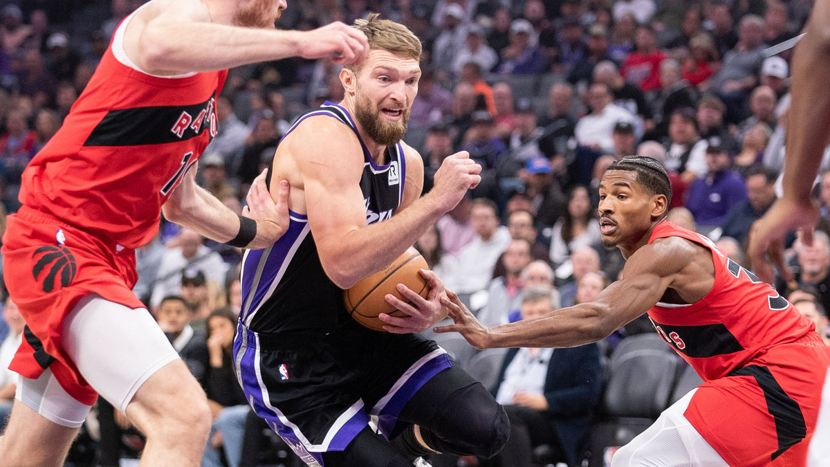 Sacramento Kings forward Domantas Sabonis (11) drives to the basket against the Toronto Raptors during the first quarter at Golden 1 Center