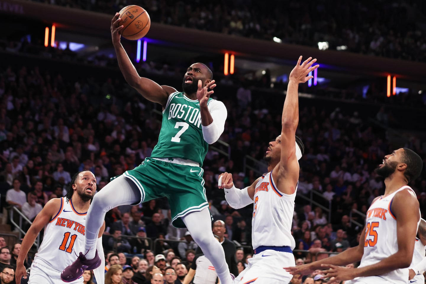 The Celtics faced the Knicks in New York in October.