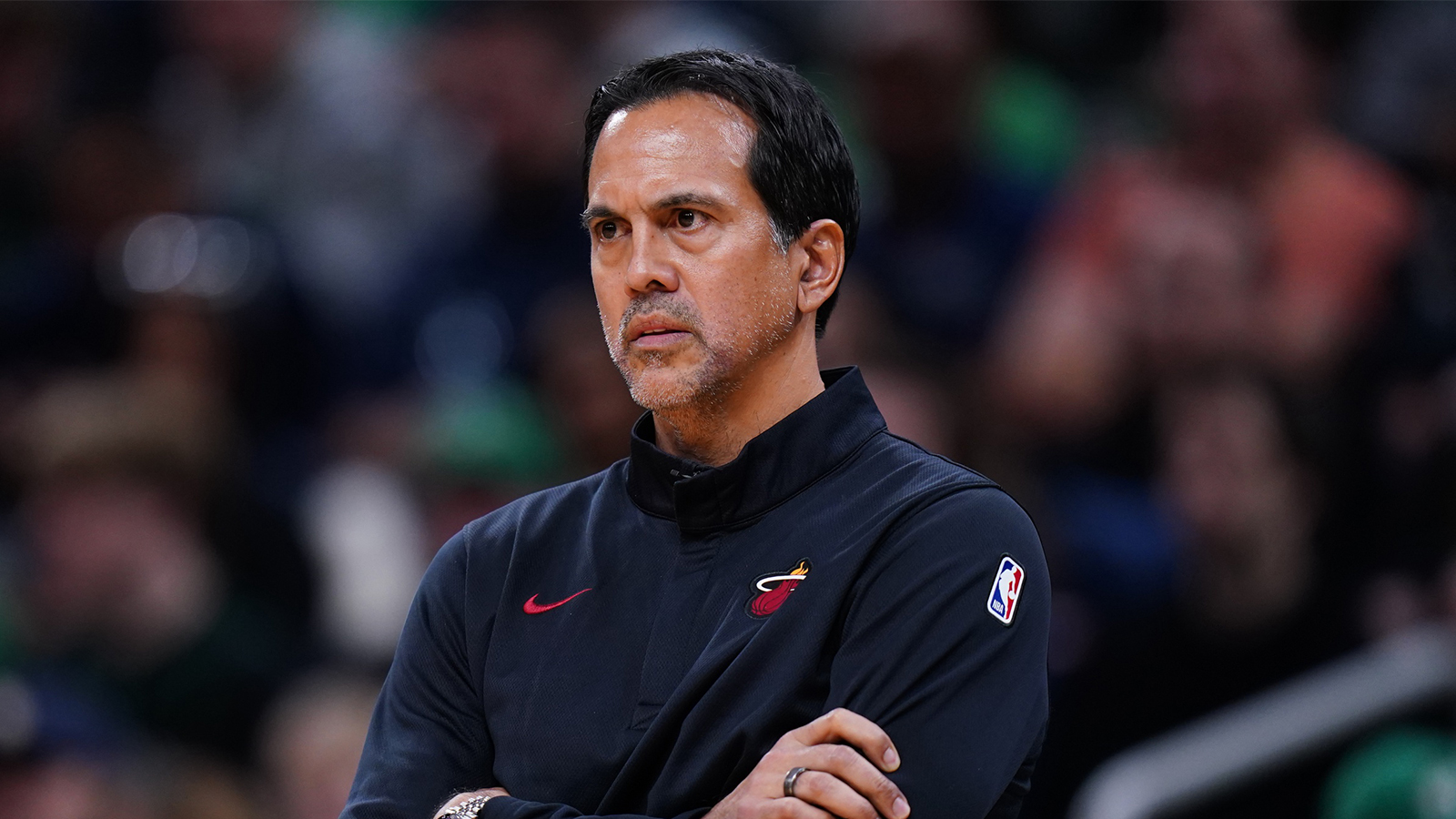 Miami Heat head coach Erik Spoelstra watches from the sideline as they take on the Boston Celtics at TD Garden.