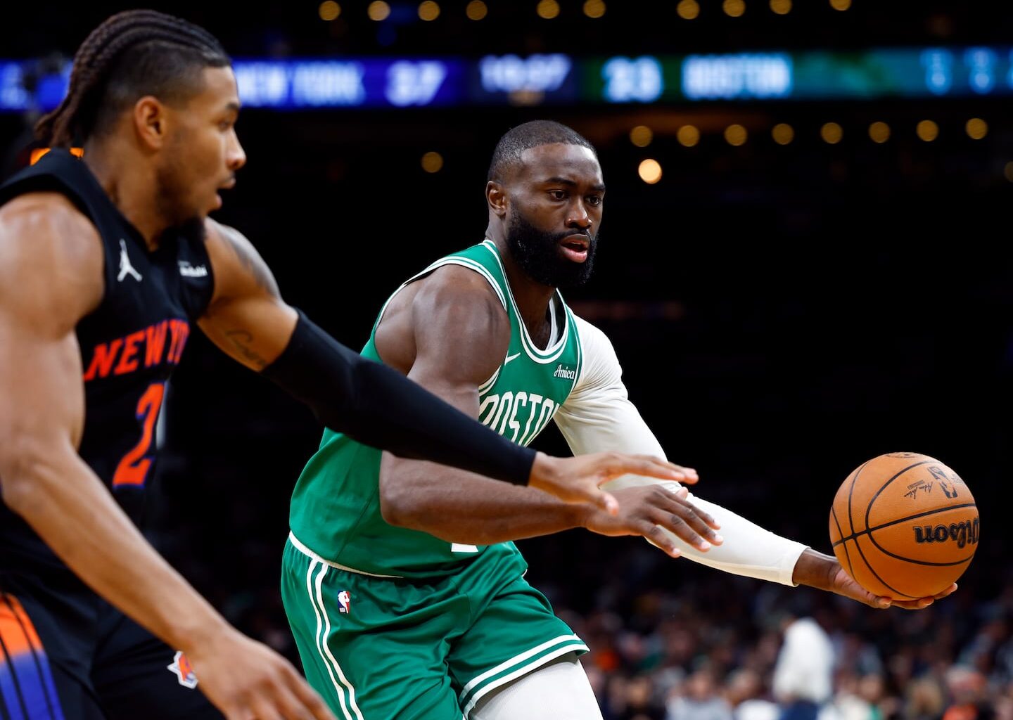 Jaylen Brown had a team-high 42 points to lead the Celtics to a statement win over the Knicks Tuesday.