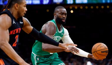 Jaylen Brown had a team-high 42 points to lead the Celtics to a statement win over the Knicks Tuesday.