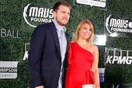 Dallas Mavericks forward Luka Doncic and his girlfriend Anamaria Goltes arrive on the "blue...