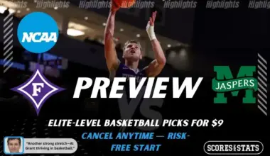 Furman Paladins vs Manhattan Jaspers NCAA basketball game preview image showing Furman player attempting a layup with team logos displayed