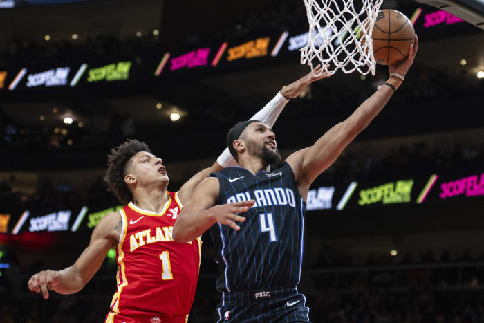 Magic guard Jalen Suggs leaves NBA Cup semifinal with hip injury, tests await in Orlando