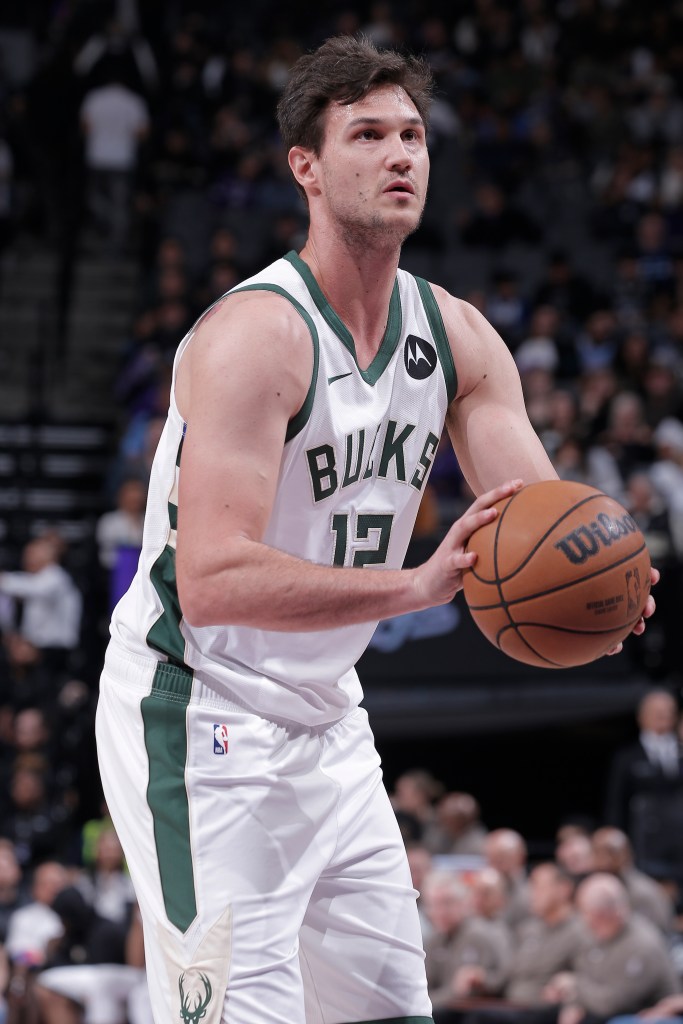Danilo Gallinari #12 of the Milwaukee Bucks shoots a free throw during the game against the Sacramento Kings on March 12, 2024 at Golden 1 Center in Sacramento, California. 