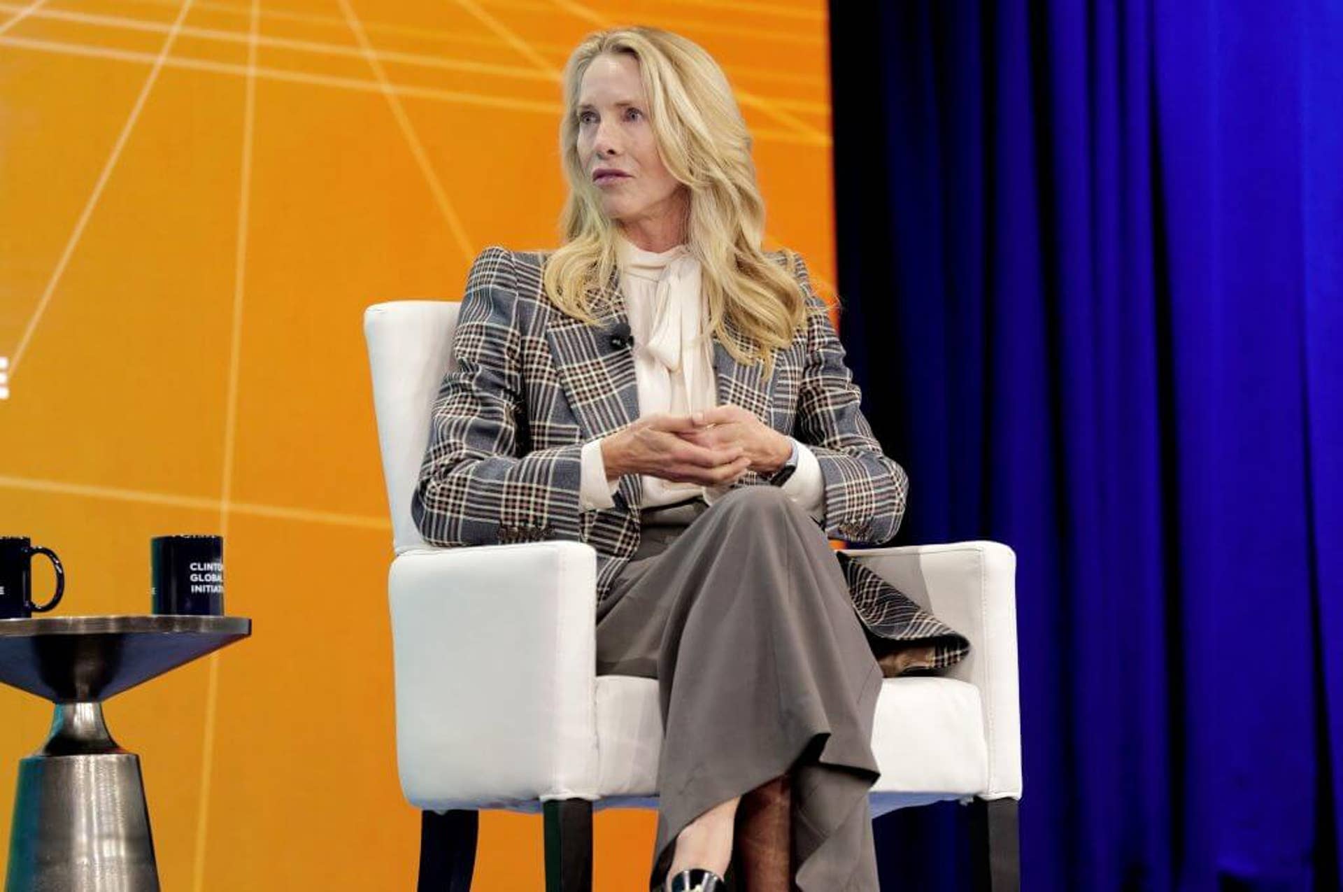 Laurene Powell Jobs sits on stage at the Clinton Global Initiative 2024 Annual Meeting.