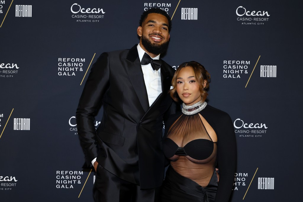 Karl-Anthony Towns and Jordyn Woods attend the Michael Rubin REFORM Alliance Casino Night Event on September 13, 2025 in Atlantic City, New Jersey. 