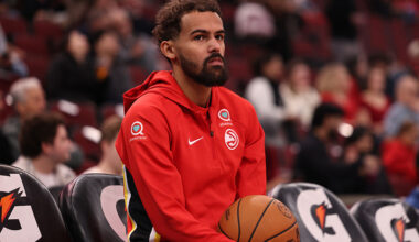CHICAGO, ILLINOIS - OCTOBER 27: Trae Young #11 of the Atlanta Hawks warms up before a game against the Chicago Bulls at the United Center on October 27, 2025 in Chicago, Illinois. NOTE TO USER: User expressly acknowledges and agrees that, by downloading and or using this photograph, User is consenting to the terms and conditions of the Getty Images License Agreement. (Photo by Geoff Stellfox/Getty Images)