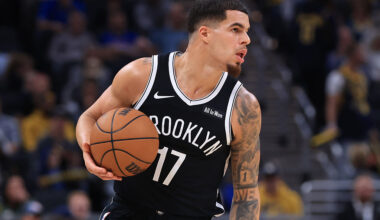 INDIANAPOLIS, INDIANA - NOVEMBER 05: Michael Porter Jr. #17 of the Brooklyn Nets brings the ball up the court against the Indiana Pacers during the second quarter at Gainbridge Fieldhouse on November 05, 2025 in Indianapolis, Indiana.