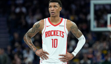 SAN FRANCISCO, CALIFORNIA - NOVEMBER 26: Jabari Smith Jr. #10 of the Houston Rockets looks on against Golden State Warriors in the second quarter during the 2025-26 Emirates Cup at Chase Center on November 26, 2025 in San Francisco, California. NOTE TO USER: User expressly acknowledges and agrees that, by downloading and or using this photograph, User is consenting to the terms and conditions of the Getty Images License Agreement. (Photo by Thearon W. Henderson/Getty Images)