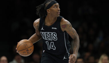 NEW YORK, NEW YORK - NOVEMBER 28: Terance Mann #14 of the Brooklyn Nets in action during the game against the Philadelphia 76ers at Barclays Center on November 28, 2025 in the Brooklyn borough of New York City. Philadelphia 76ers won 115-103. NOTE TO USER: User expressly acknowledges and agrees that, by downloading and or using this photograph, User is consenting to the terms and conditions of the Getty Images License Agreement. (Photo by Sarah Stier/Getty Images)