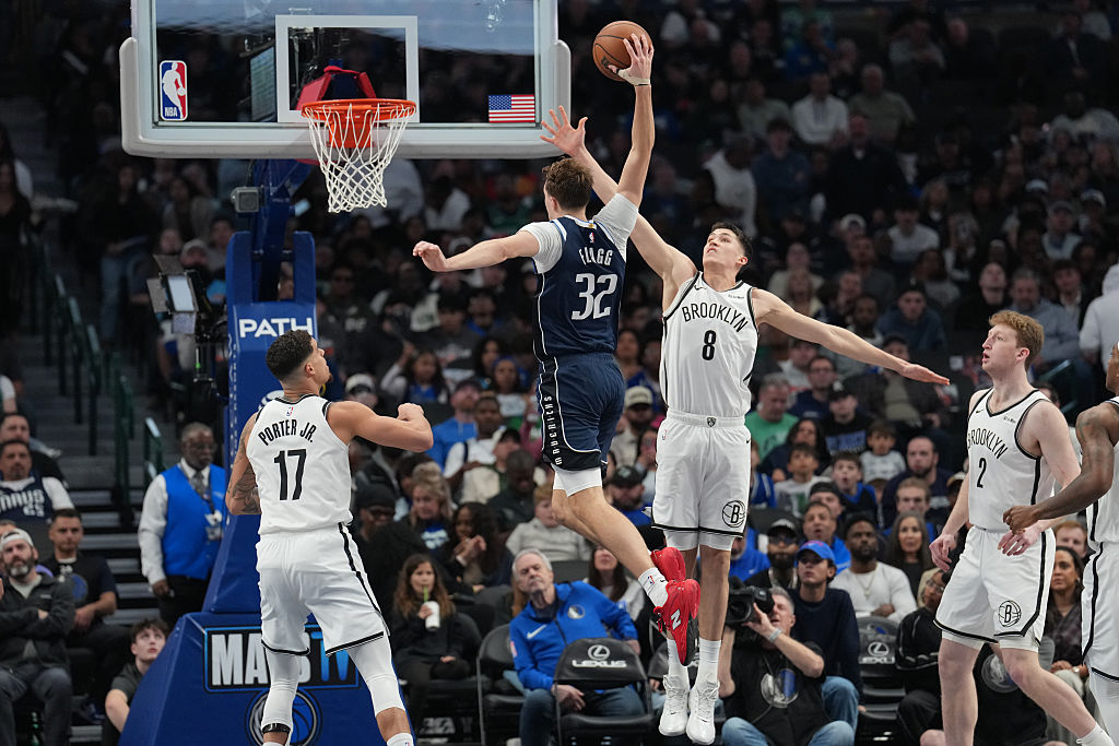 DALLAS, TX - DECEMBER 12: Cooper Flagg #32 of the Dallas Mavericks dunks the ball during the game against the Brooklyn Nets on December 12, 2025 at American Airlines Center in Dallas, Texas. NOTE TO USER: User expressly acknowledges and agrees that, by downloading and or using this photograph, User is consenting to the terms and conditions of the Getty Images License Agreement. Mandatory Copyright Notice: Copyright 2025 NBAE (Photo by Glenn James/NBAE via Getty Images)
