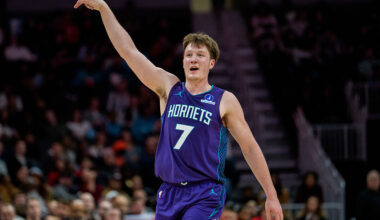 CHARLOTTE, NORTH CAROLINA - DECEMBER 12: Kon Knueppel #7 of the Charlotte Hornets watches his shot in the second half against the Chicago Bulls during their game at Spectrum Center on December 12, 2025 in Charlotte, North Carolina. NOTE TO USER: User expressly acknowledges and agrees that, by downloading and or using this photograph, User is consenting to the terms and conditions of the Getty Images License Agreement. (Photo by Jacob Kupferman/Getty Images)