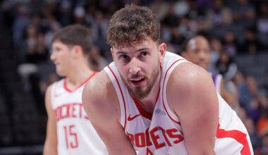 SACRAMENTO, CA - DECEMBER 21: Alperen Sengun #28 of the Houston Rockets looks on during the game against the Sacramento Kings on December 21, 2025 at Golden 1 Center in Sacramento, California. NOTE TO USER: User expressly acknowledges and agrees that, by downloading and or using this Photograph, user is consenting to the terms and conditions of the Getty Images License Agreement. Mandatory Copyright Notice: Copyright 2025 NBAE (Photo by Rocky Widner/NBAE via Getty Images)