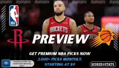Houston Rockets and Phoenix Suns featured in NBA preview graphic ahead of their upcoming matchup.
