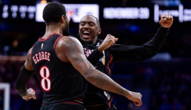 Sixers Paul George and Tyrese Maxey, right, will look to be key contributors in a Friday night showdown against the Bulls.