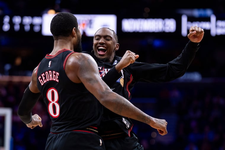 Sixers Paul George and Tyrese Maxey, right, will look to be key contributors in a Friday night showdown against the Bulls.