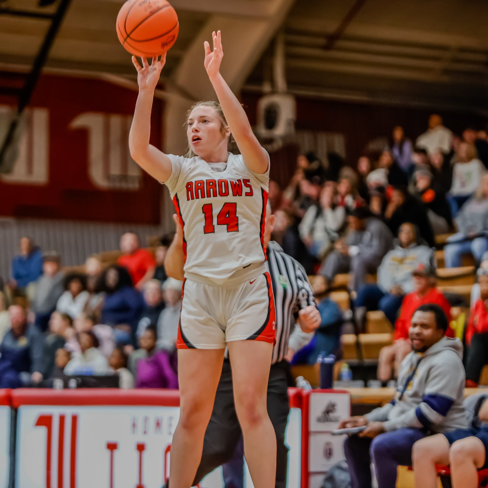 Tecumseh High School sophomore Ava Loudenback shoots the ball during their game against Springfield on Tuesday night at Wittenberg University's Pam Evans Smith Arena. MICHAEL COOPER / STAFF