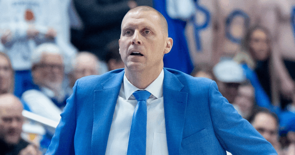 Kentucky Wildcats head coach Mark Pope watches his players during their game against the Louisville Cardinals on Saturday, Dec. 14, 2024 at Rupp Arena in Lexington, Ky.