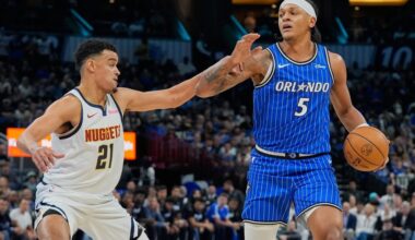 Paolo Banchero searching to attack for Orlando Magic