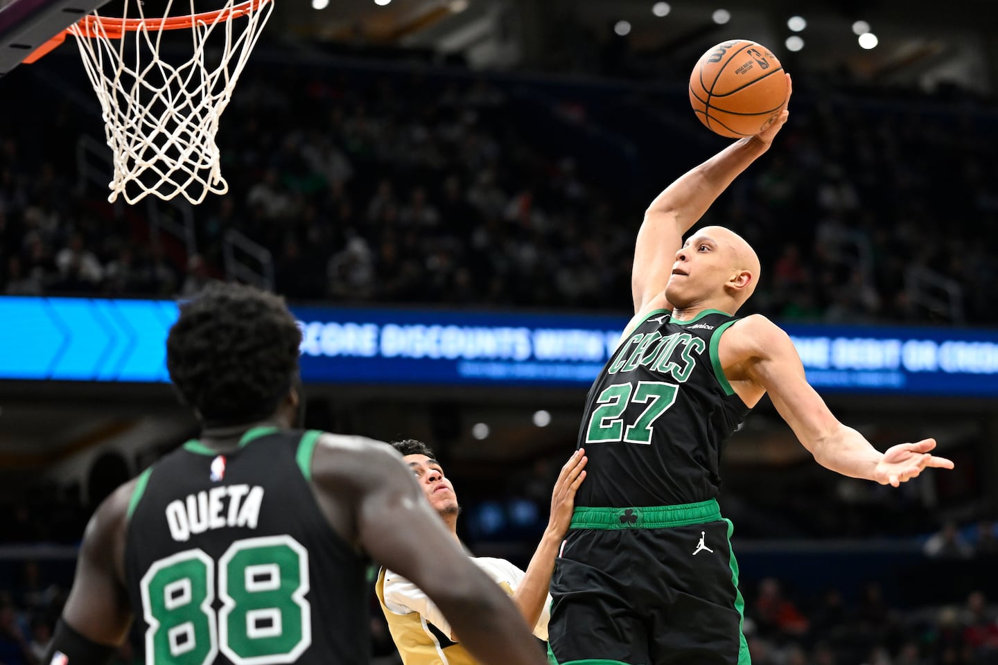 Jordan Walsh soared for the Celtics with a career-high 22 points, including 15 in the first half of a 146-101 rout of the Wizards on Thursday night in Washington, D.C.