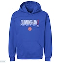 This image shows a blue Cade Cunningham Detroit Pistons 500 Level Elite Pullover Hoodie.