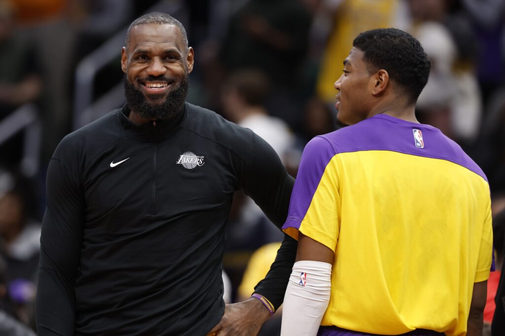 Los Angeles Lakers forwards LeBron James and Rui Hachimura