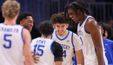 Kentucky football coach Will Stein is the Y at Rupp arena, via Dr. Michael Huang, KSR