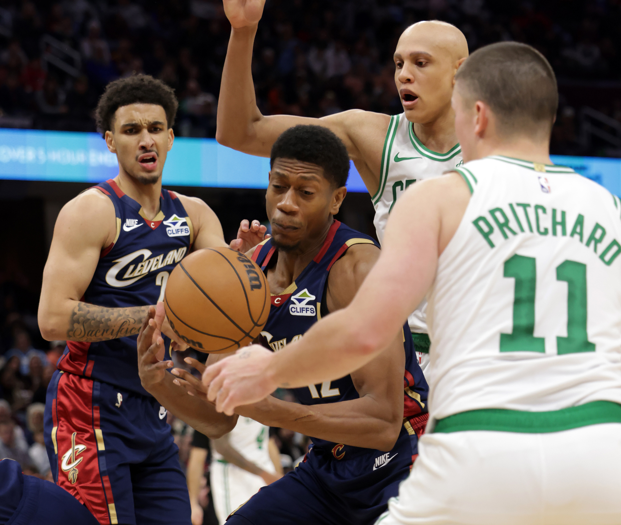 nba action between the cavs and celtics