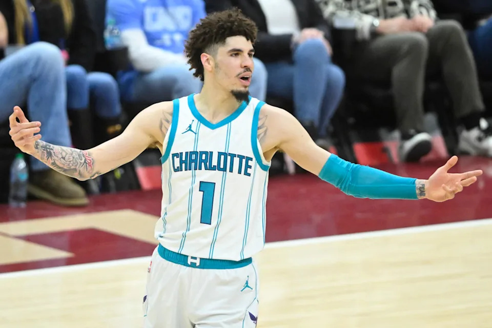 Charlotte Hornets guard LaMelo Ball (1) David Richard-Imagn Images