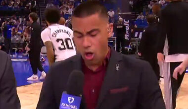 Moment NBA announcer leaves viewers stunned after controversial moment live on air before Spurs-Magic
