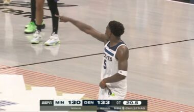 Timberwolves star Anthony Edwards pointing at referees after getting ejected