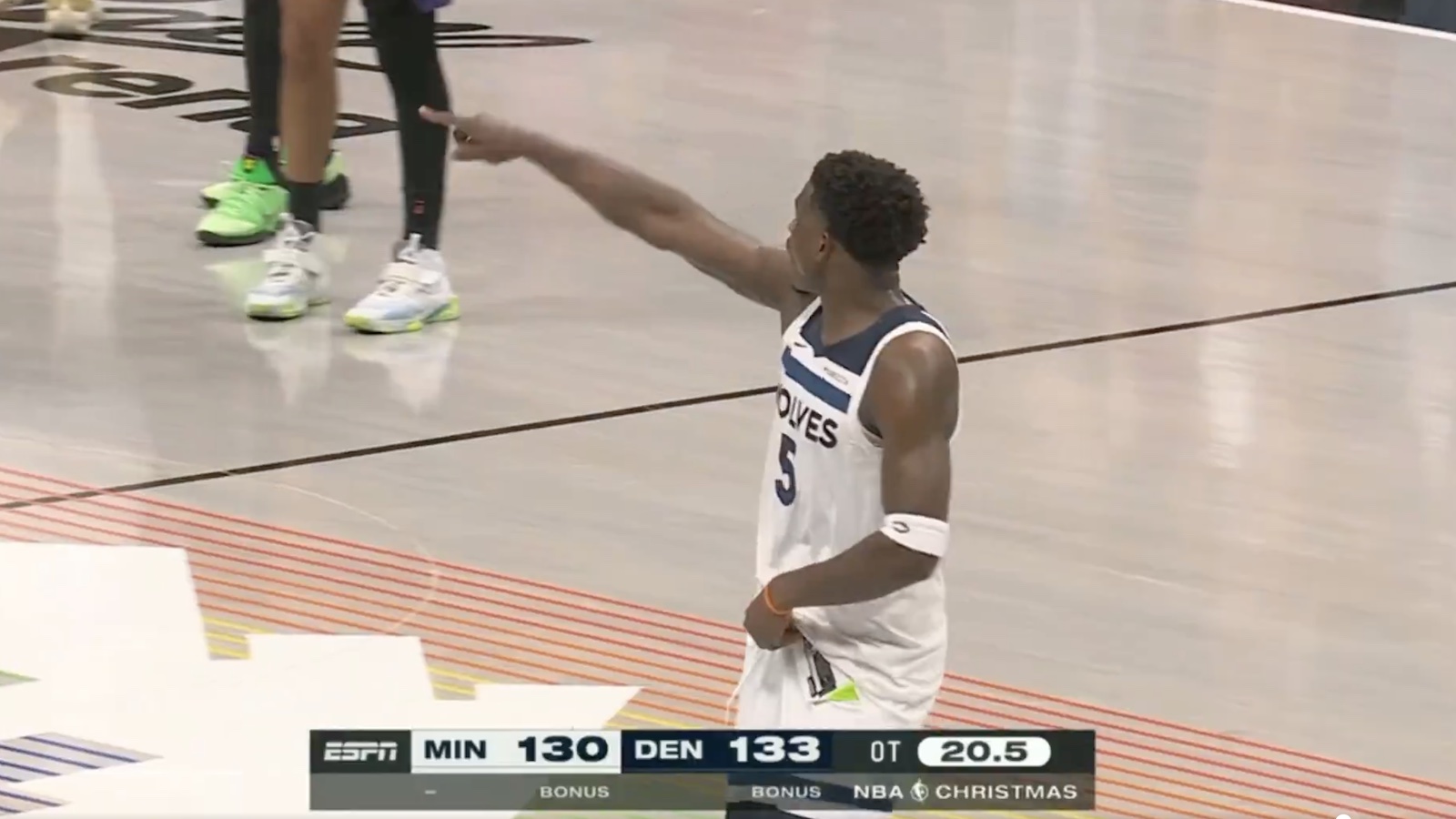 Timberwolves star Anthony Edwards pointing at referees after getting ejected