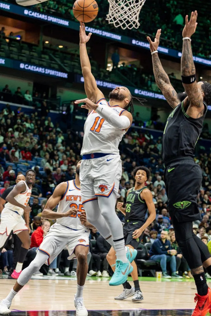 New York Knicks guard Jalen Brunson (11) drives to the basket against \New Orleans Pelicans guard/forward Saddiq Bey (41) during the first half at Smoothie King Center. IMAGN IMAGES via Reuters Connect