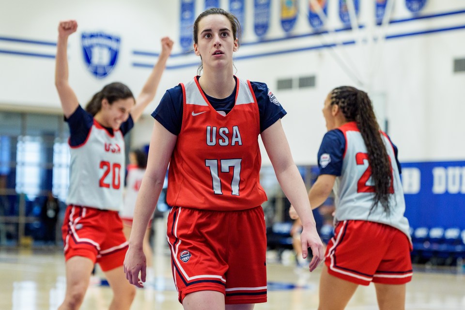 Caitlin Clark looks on during the United States Women's Basketball Team training camp at Duke University on December 12, 2025 in Durham, North Carolina. 