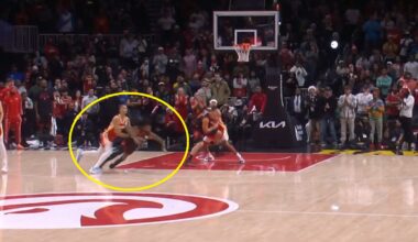 Coby White falling to the ground