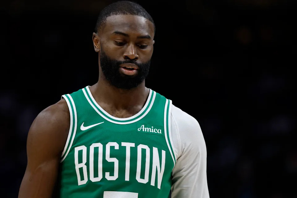 Boston Celtics guard Jaylen Brown (7) © Rick Osentoski-Imagn Images