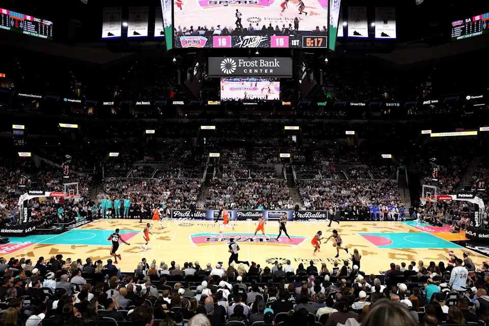 SAN ANTONIO, TEXAS - DECEMBER 23: A general view inside the arena during the first quarter of the game between the Oklahoma City Thunder and the San Antonio Spurs at Frost Bank Center on December 23, 2025 in San Antonio, Texas. (Photo by Kenneth Richmond/Getty Images)