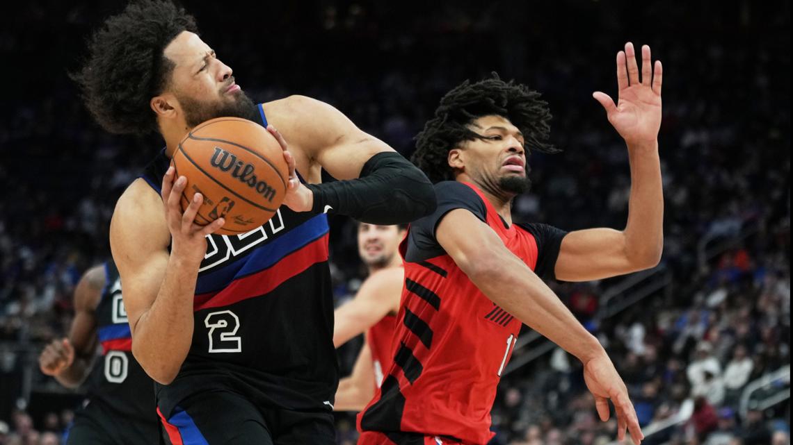 Cade Cunningham has 29 points and 9 assists in Pistons' 122-116 win over Trail Blazers