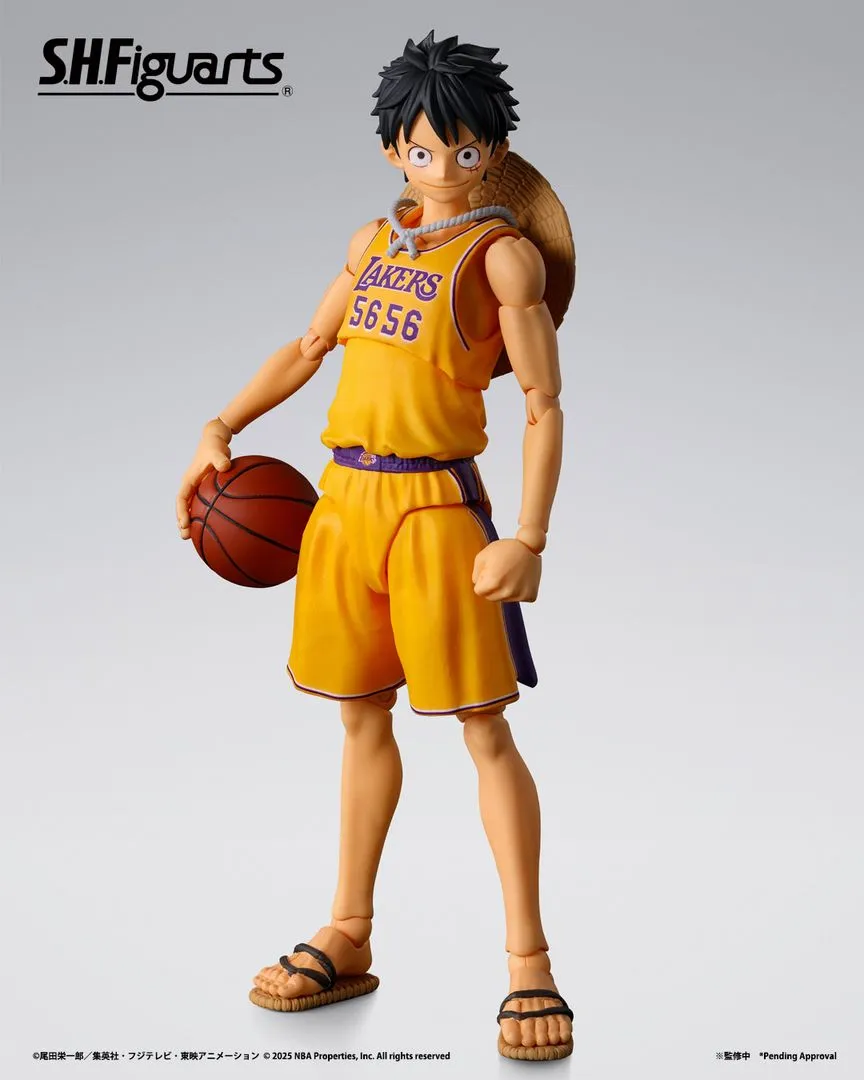 SH Figuarts One Piece Luffy Uniform Wears LA Lakers Uniform NBA