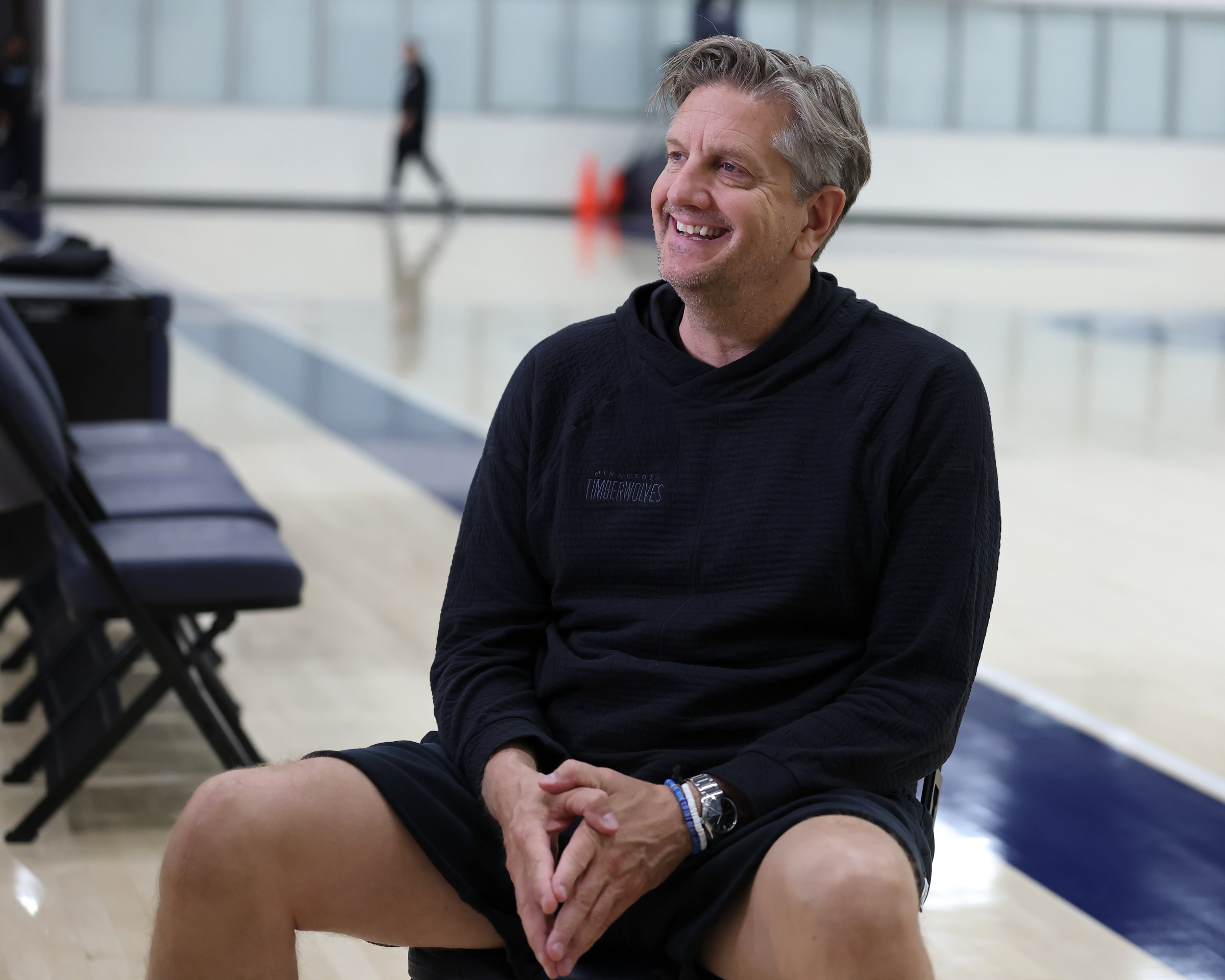 MINNEAPOLIS, MN - MAY 18: Head Coach Chris Finch of the Minnesota Timberwolves during an All Access practice on May 18, 2025 at the Minnesota Timberwolves and Lynx Courts at Mayo Clinic Square in Minneapolis, Minnesota. NOTE TO USER: User expressly acknowledges and agrees that, by downloading and or using this Photograph, user is consenting to the terms and conditions of the Getty Images License Agreement. Mandatory Copyright Notice: Copyright 2025 NBAE (Photo by David Sherman/NBAE via Getty Images)