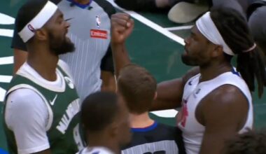 Isaiah Stewart making a fist in Bobby Portis