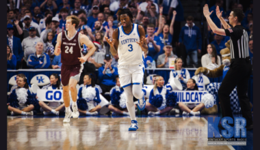 A Kentucky Blue Santa Claus at Rupp Arena, via Dr. Michael Huang, KSR