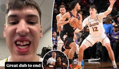 LA Lakers' Jake LaRavia nearly loses tooth in game against Philadelphia 76ers