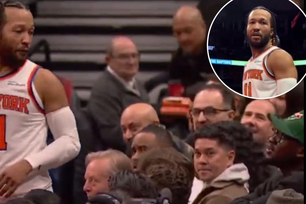 Jalen Brunson has a chippy moment with a courtside Raptors fan