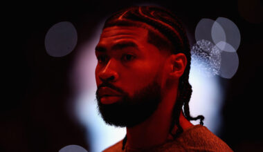 Nick Richards #2 of the Phoenix Suns stands on the court before the NBA game against the New Orlean...