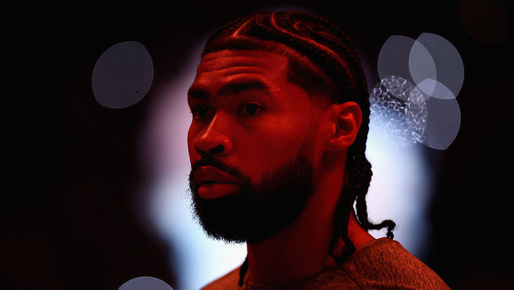 Nick Richards #2 of the Phoenix Suns stands on the court before the NBA game against the New Orlean...
